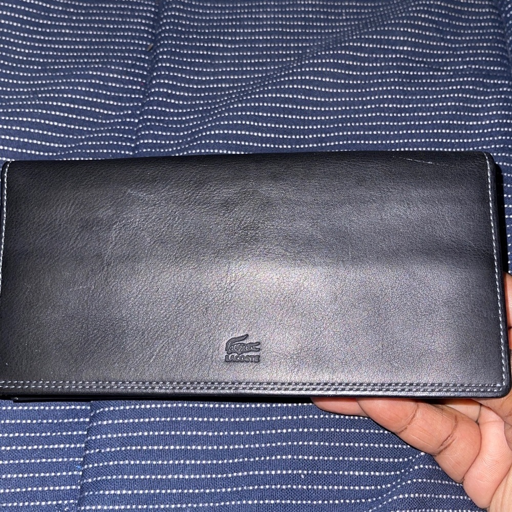 Lacoste Dark Black Leather Card wallet